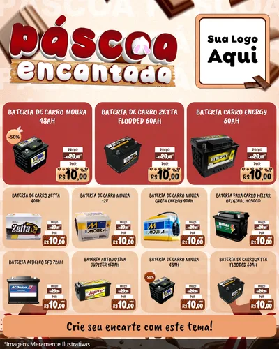 Modelo de Rede Social para Feed Instagram com o tema Páscoa Encantada para Baterias Elétricas
