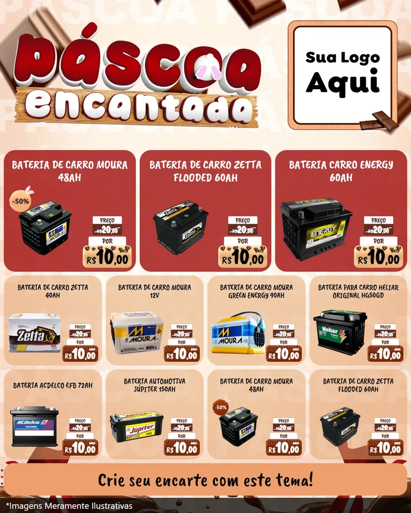 Modelo de Rede Social para Feed Instagram com o tema Páscoa Encantada para Baterias Elétricas