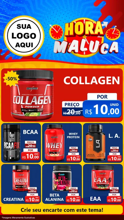 Modelo de Rede Social para Stories com o tema Hora Maluca para Suplementos alimentares