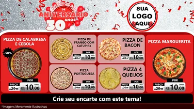 Modelo de TV para TV Horizontal com o tema Promoção de Aniversário - 30 Anos para Pizzaria
