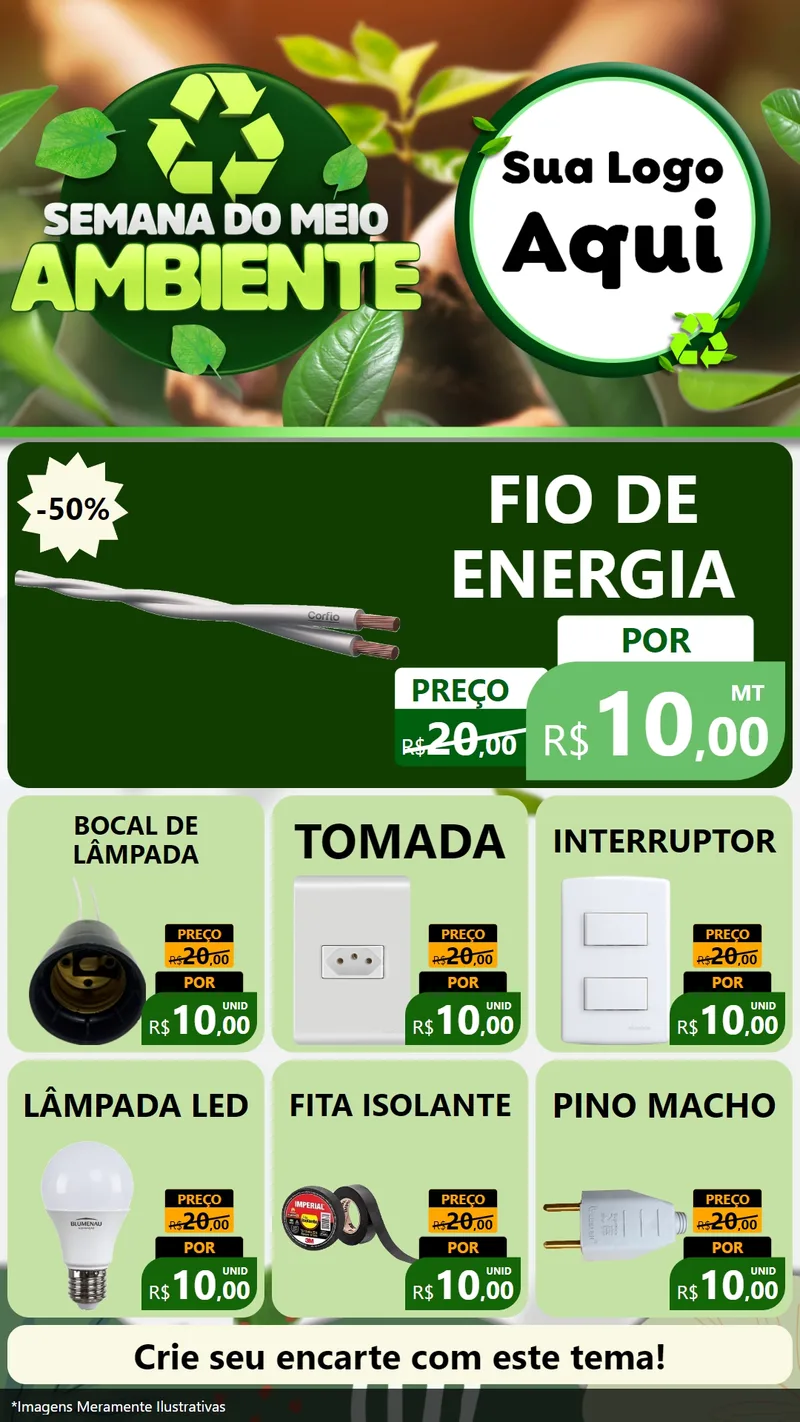 Modelo de Rede Social para Stories com o tema Semana do Meio Ambiente para Materiais Elétricos