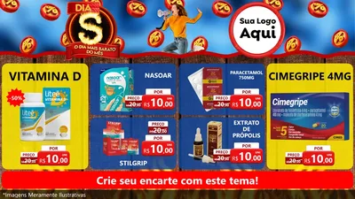 Modelo de TV para TV Horizontal com o tema Dia S - O Dia Mais Barato Do Mês para Farmácia