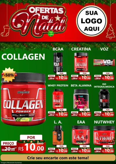Modelo de Encarte para Encarte A4 Vertical com o tema Ofertas de Natal para Suplementos alimentares