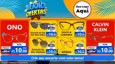 Modelo de TV para TV Horizontal com o tema Verão de Ofertas para Óticas