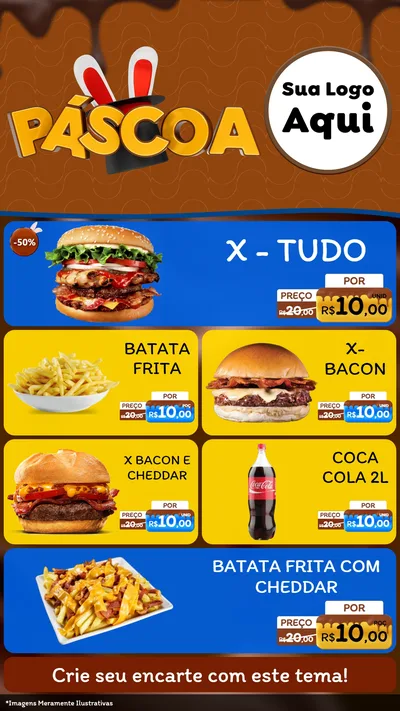 Modelo de TV para TV Vertical com o tema Páscoa para Hamburgueria