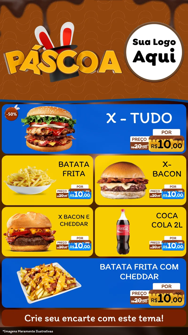 Modelo de TV para TV Vertical com o tema Páscoa para Hamburgueria