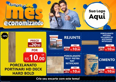 Modelo de Encarte para Encarte A4 Horizontal com o tema Comece O Mês Economizando para Pisos e revestimentos