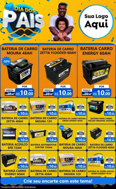 Modelo de Encarte para Encarte Grande com o tema Dia dos Pais para Baterias Elétricas