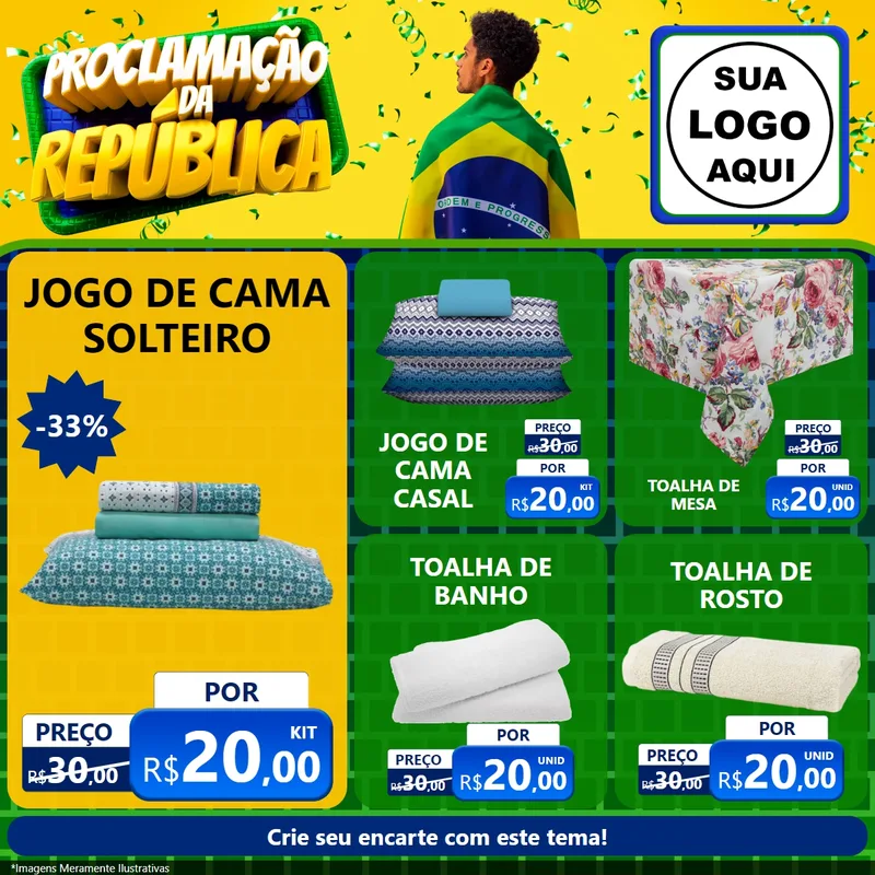 Modelo de Rede Social para Feed Facebook com o tema Proclamação da República para Cama, Mesa e Banho
