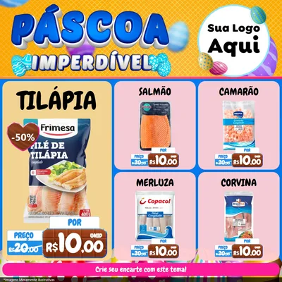 Modelo de Rede Social para Feed Facebook com o tema Páscoa Imperdível para Peixaria