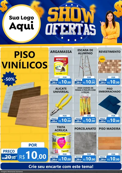 Modelo de Encarte para Encarte A4 Vertical com o tema Show de Ofertas para Material para Construção