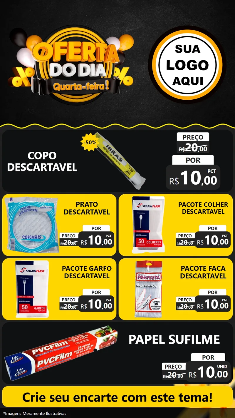 Modelo de TV para TV Vertical com o tema Oferta do Dia - Quarta Feira! para Embalagens