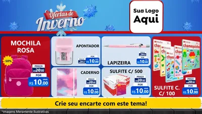 Modelo de TV para TV Horizontal com o tema Ofertas de Inverno para Papelaria