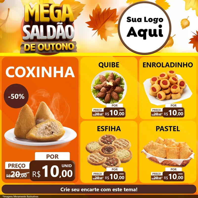 Modelo de Rede Social para Feed Facebook com o tema Mega Saldão de Outono para Salgadaria
