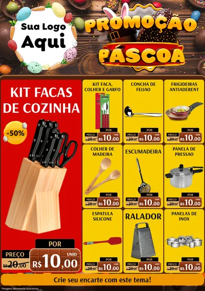Modelo de Encarte para Encarte A4 Vertical com o tema Promoção Páscoa para Utilidades Domésticas