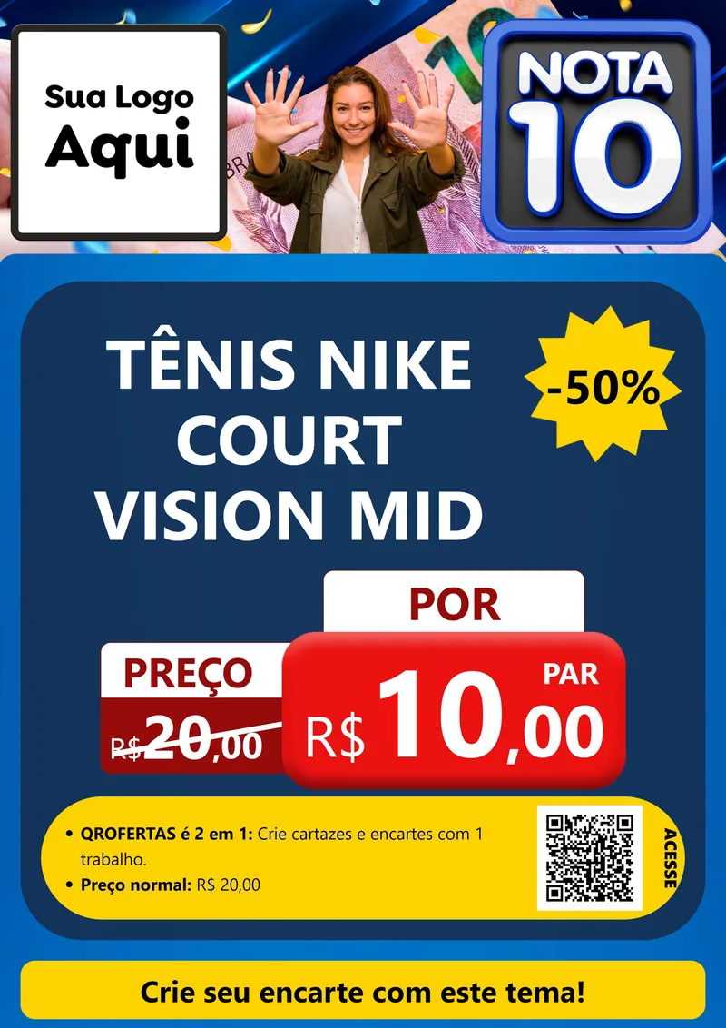 Modelo de Cartaz para Cartaz A4 Vertical com o tema Nota 10 para Calçados