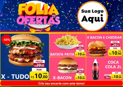 Modelo de Encarte para Encarte A4 Horizontal com o tema Folia de Ofertas para Hamburgueria