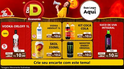 Modelo de TV para TV Horizontal com o tema Dia D Economia para Distribuidora de bebidas