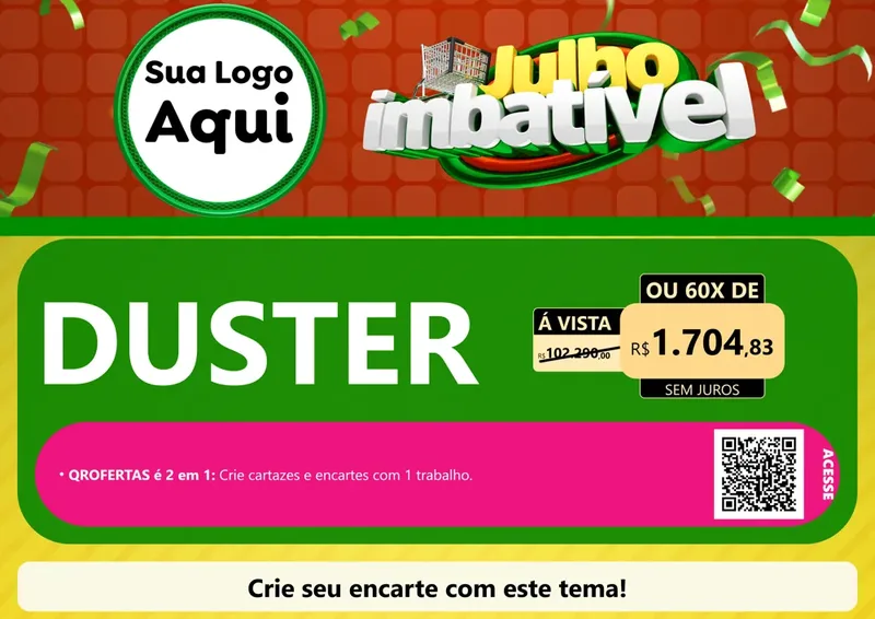 Modelo de Cartaz para Cartaz A4 Horizontal com o tema Julho Imbatível para Concessionaria de Carros