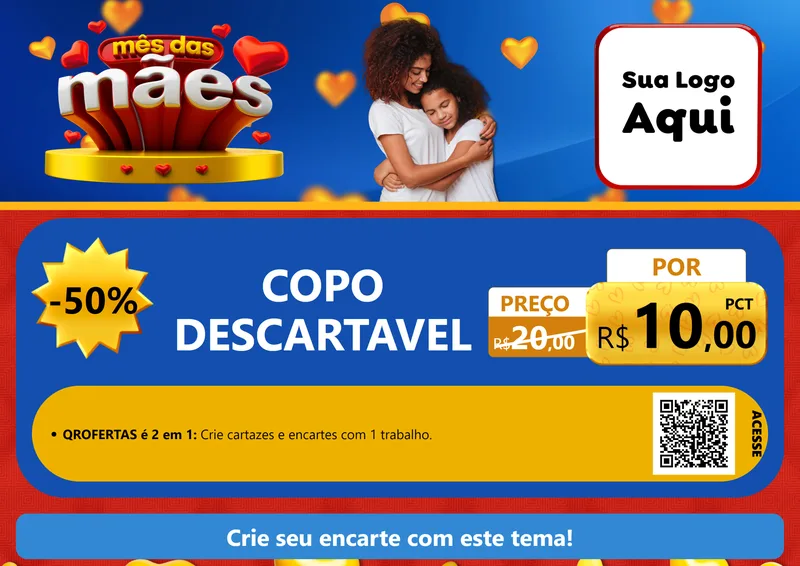 Modelo de Cartaz para Cartaz A4 Horizontal com o tema Mês das Mães para Embalagens