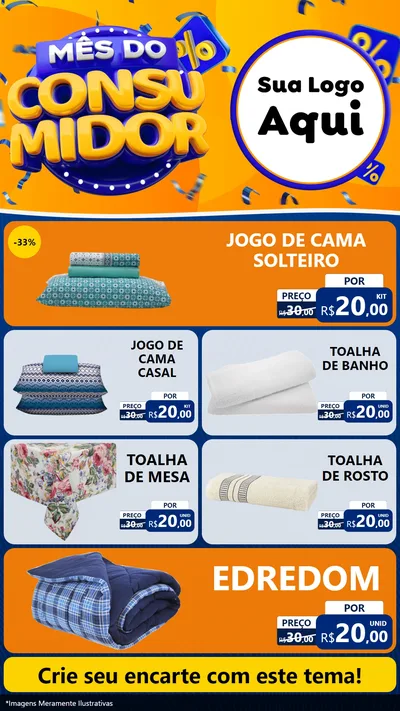 Modelo de TV para TV Vertical com o tema Mês do Consumidor para Cama, Mesa e Banho