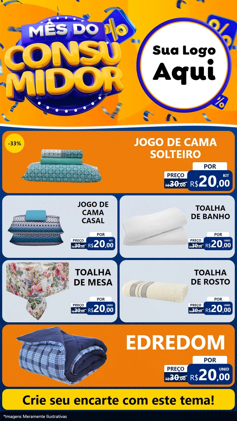 Modelo de TV para TV Vertical com o tema Mês do Consumidor para Cama, Mesa e Banho