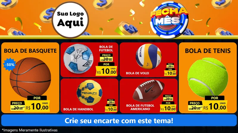 Modelo de TV para TV Horizontal com o tema Fecha Mês para Artigos Esportivos
