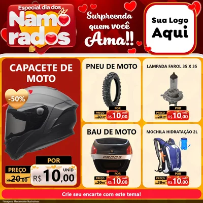 Modelo de Rede Social para Feed Facebook com o tema Especial Dia dos Namorados para Moto peças