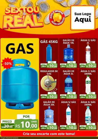 Modelo de Encarte para Encarte A4 Vertical com o tema Sextou do Real para Água e gás