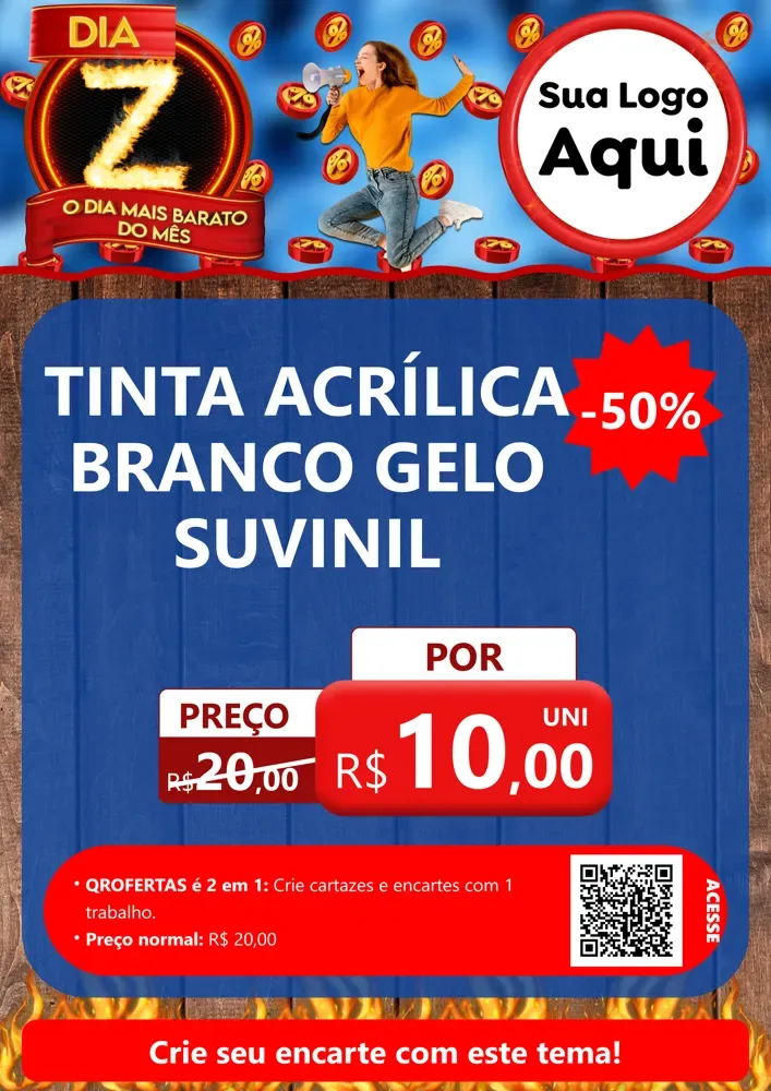 Modelo de Cartaz para Cartaz A4 Vertical com o tema Dia Z - O Dia Mais Barato Do Mês para Tintas e Ferramentas