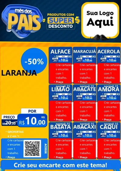 Modelo de Cartaz para Cartaz A4 Vertical com o tema Mês dos Pais para Hortifrúti