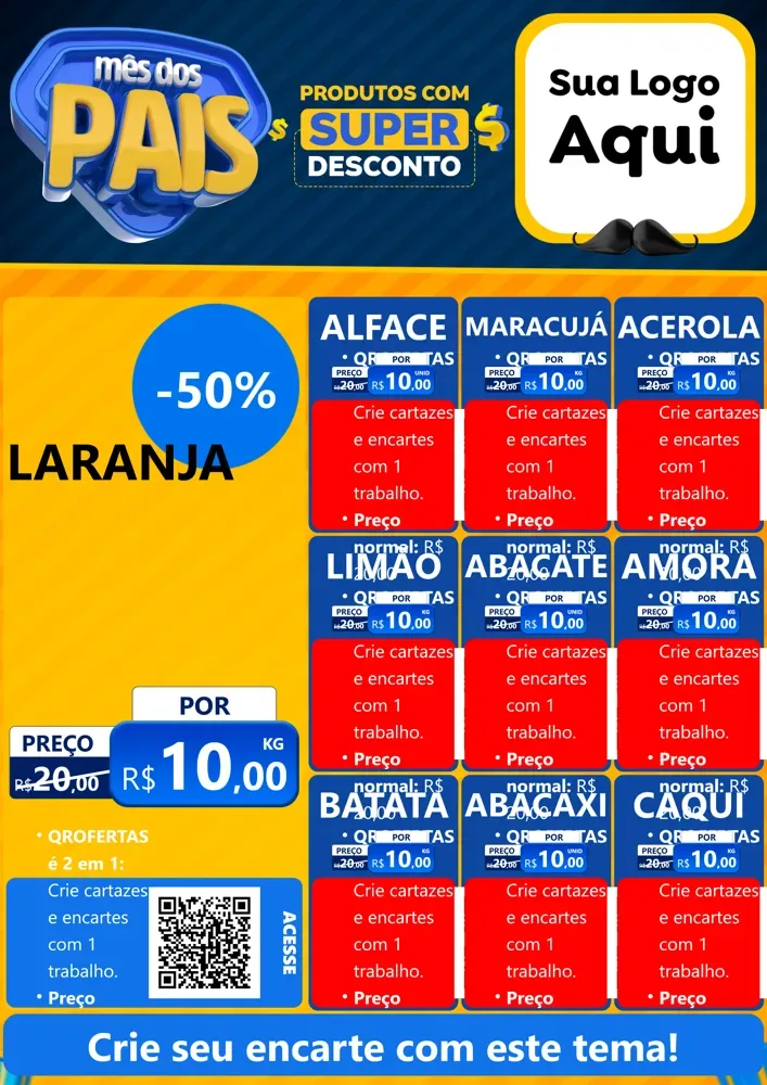 Modelo de Cartaz para Cartaz A4 Vertical com o tema Mês dos Pais para Hortifrúti
