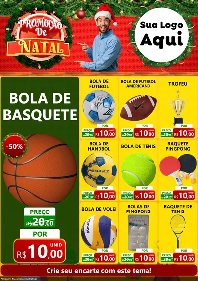 Modelo de Encarte para Encarte A4 Vertical com o tema Promoção de Natal para Artigos Esportivos