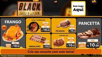 Modelo de TV para TV Horizontal com o tema Black November para Assados