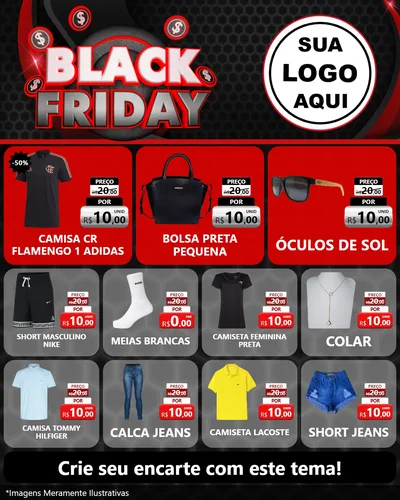 Modelo de Rede Social para Feed Instagram com o tema Black Friday para Roupas e acessórios