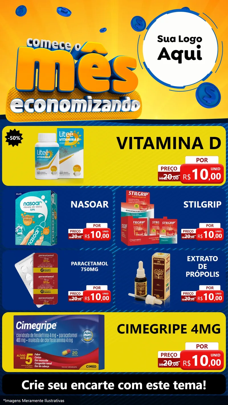 Modelo de TV para TV Vertical com o tema Comece O Mês Economizando para Farmácia