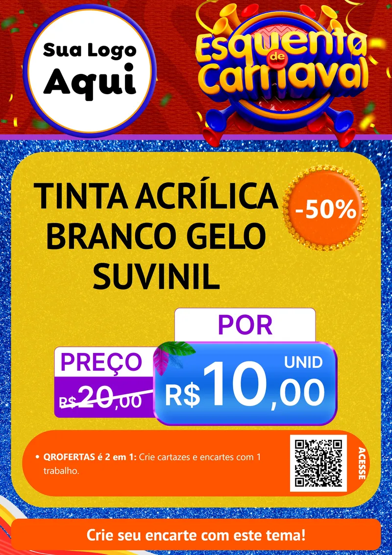 Modelo de Cartaz para Cartaz A4 Vertical com o tema Esquenta de Carnaval para Tintas e Ferramentas