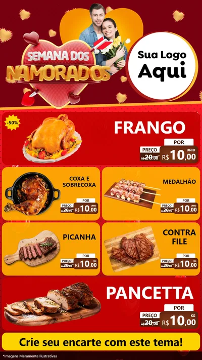 Modelo de TV para TV Vertical com o tema Semana dos Namorados para Assados
