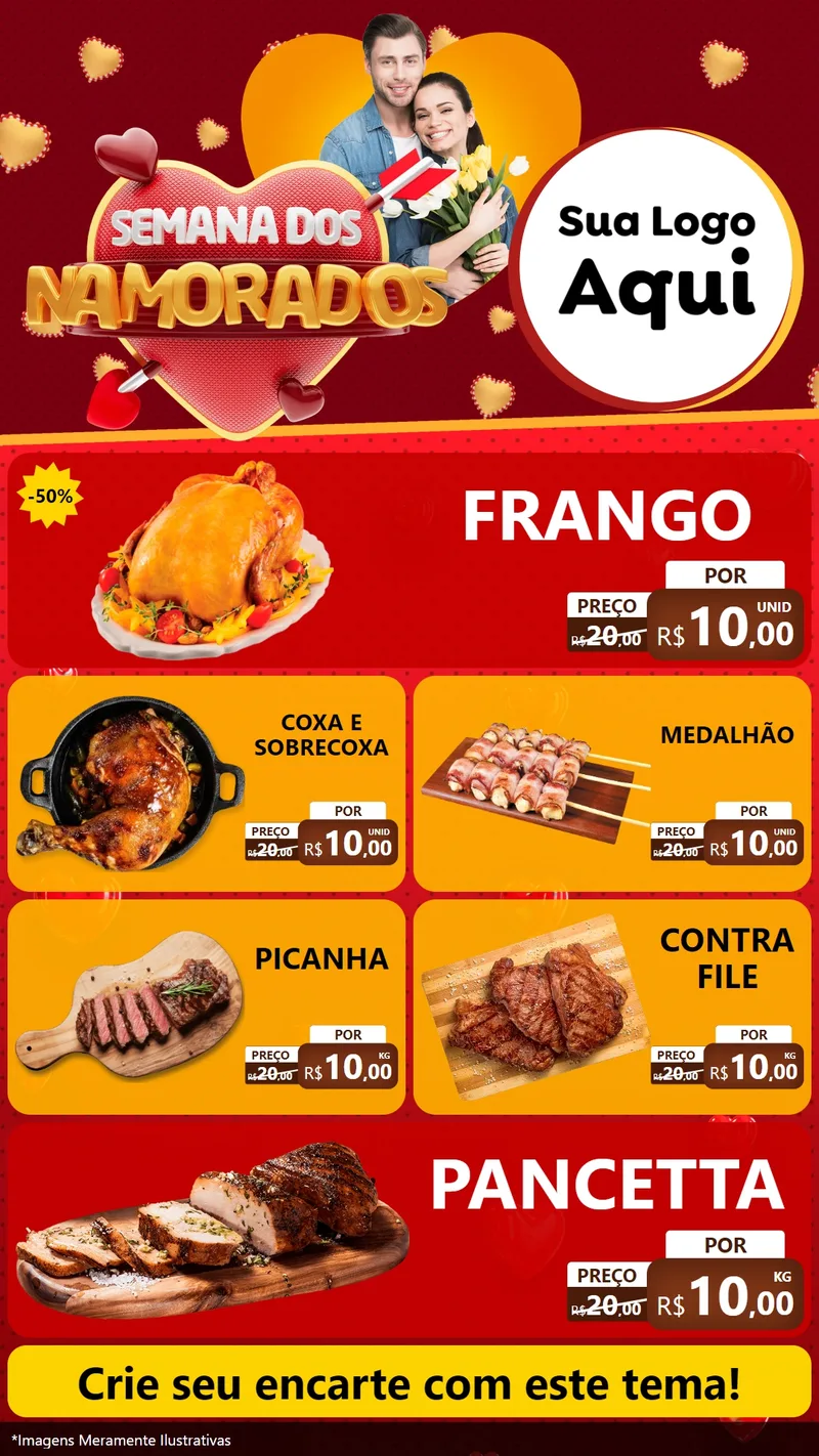Modelo de TV para TV Vertical com o tema Semana dos Namorados para Assados