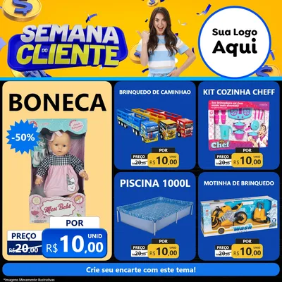 Modelo de Rede Social para Feed Facebook com o tema Semana do Cliente para Brinquedos