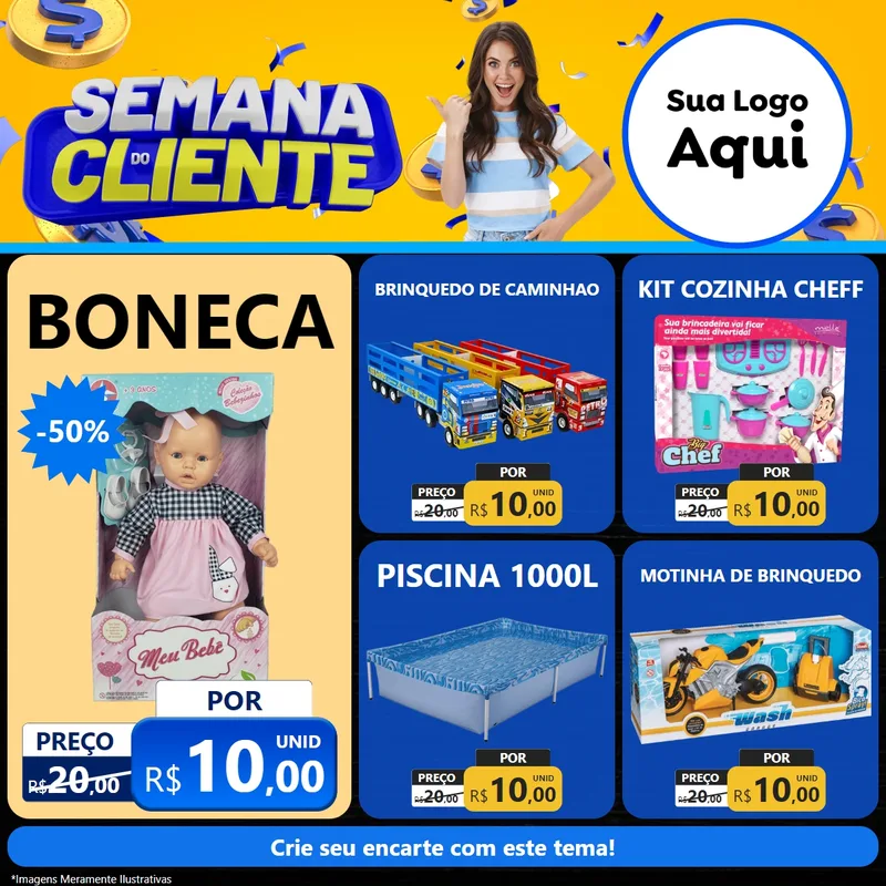 Modelo de Rede Social para Feed Facebook com o tema Semana do Cliente para Brinquedos