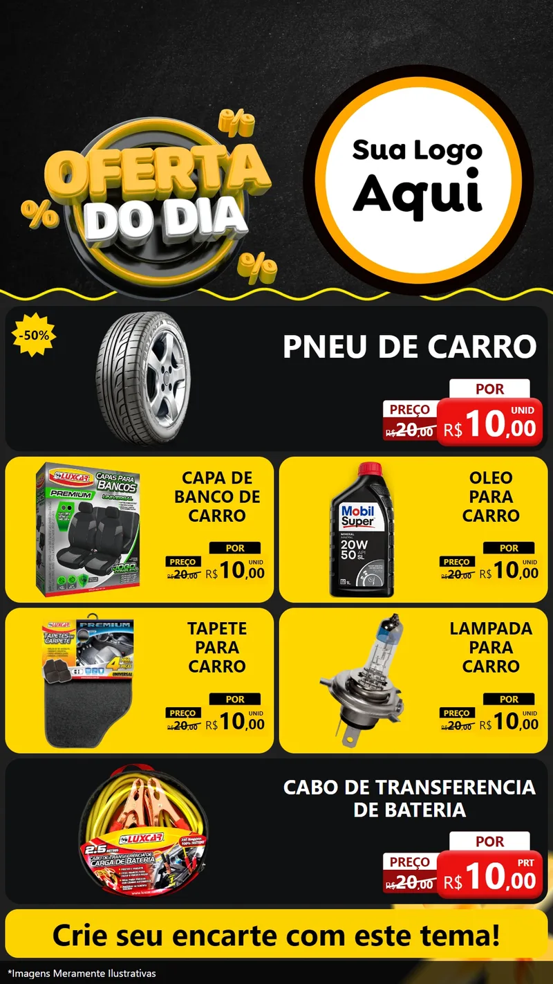 Modelo de TV para TV Vertical com o tema Oferta Do Dia para Auto peças