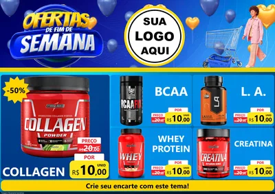 Modelo de Encarte para Encarte A4 Horizontal com o tema Ofertas de Fim de Semana para Suplementos alimentares