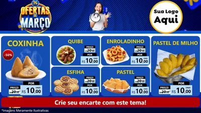 Modelo de TV para TV Horizontal com o tema Ofertas de Março para Salgadaria