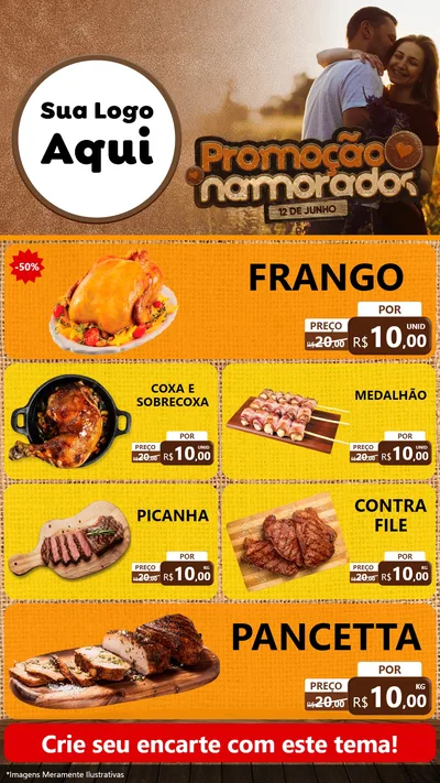 Modelo de TV para TV Vertical com o tema Promoção Namorados para Assados