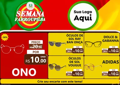 Modelo de Encarte para Encarte A4 Horizontal com o tema Semana Farroupilha para Óticas
