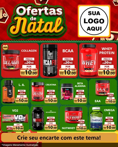 Modelo de Rede Social para Feed Instagram com o tema Ofertas de Natal para Suplementos alimentares