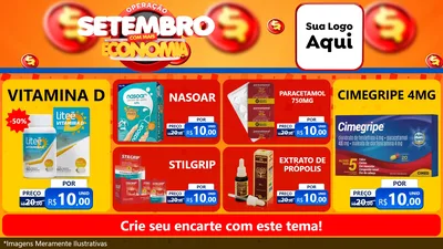 Modelo de TV para TV Horizontal com o tema Operação Setembro Com Muita Economia para Farmácia