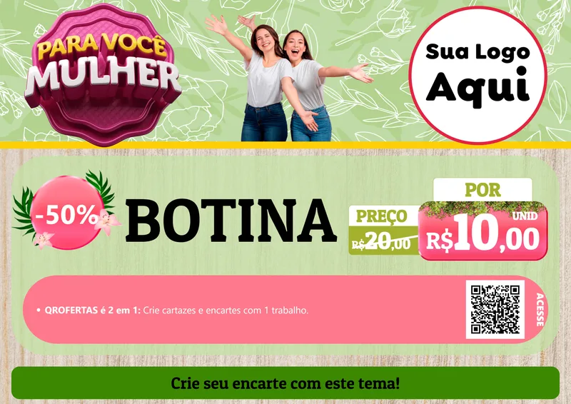 Modelo de Cartaz para Cartaz A4 Horizontal com o tema Para Você Mulher para Agropecuária