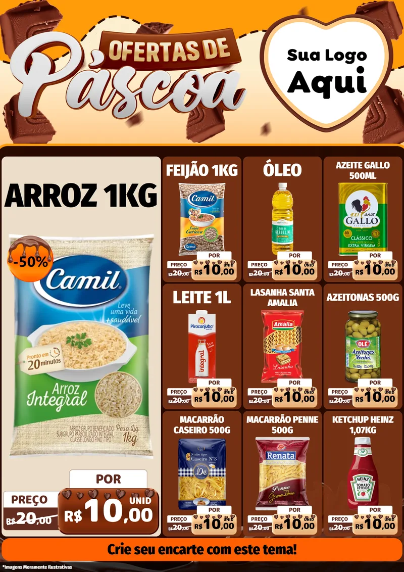 Modelo de Encarte para Encarte A4 Vertical com o tema Ofertas de Páscoa para Supermercado